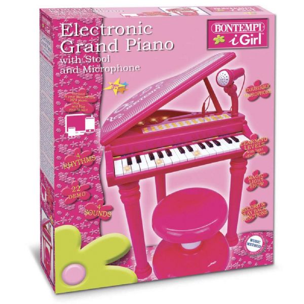 Elektronisk piano med rosa mik Bontempi musikkinstrumenter Keyboard Med Mikrofon Rosa Bontempi | Skvis.no